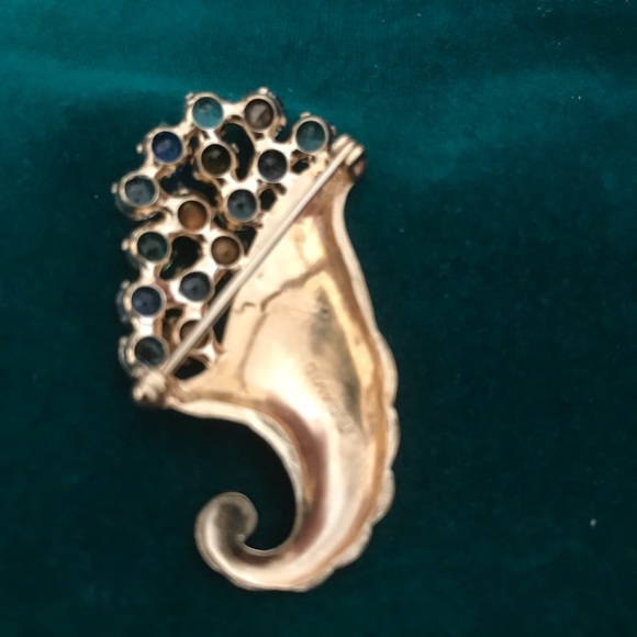 Vintage signed B. David Austrian rhinestone horn of plenty brooch c1950-60s - Picture 6 of 7